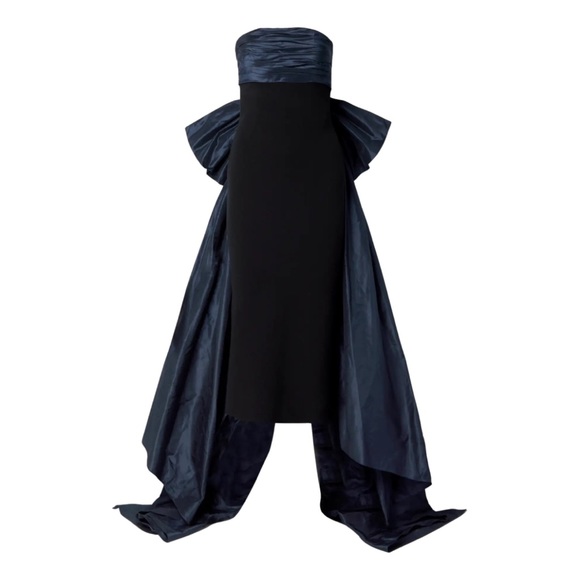 Oscar De La Renta Strapless Draped Taffeta Bow Midi Gown - Picture 8 of 16